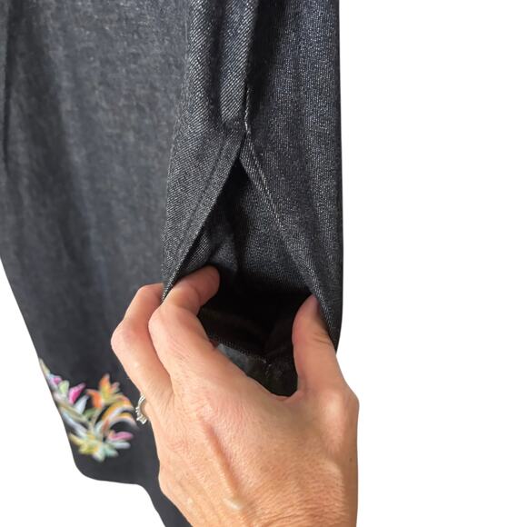 Koos of Course Charcoal Denim Jumper Dress Sz Medium Boho Art to Wear - Picture 6 of 11